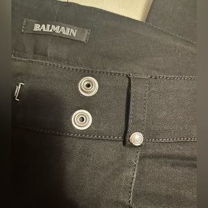 BALMAIN  black skinny moto denim jeans